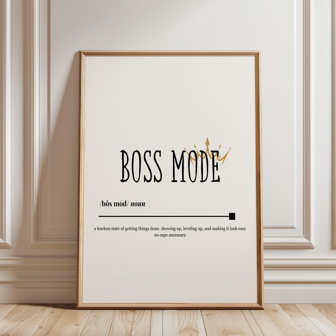 Boss Mode Wall Art Motivational Quote Black White Office Decor Entrepreneur Gift For Women Or Men