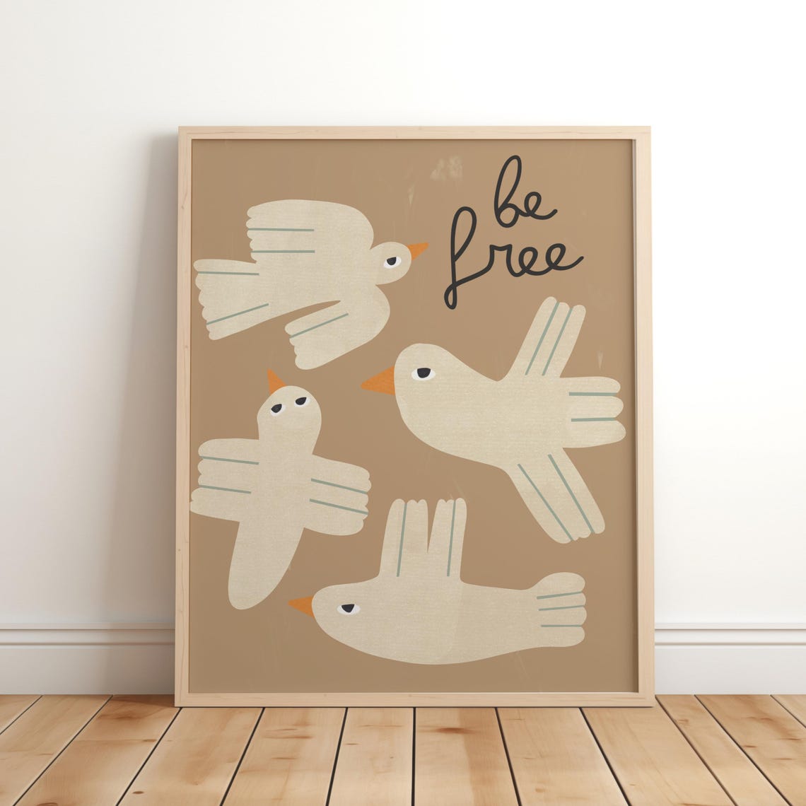 Birds Art Print Four Illustration Kids Wall Room Poster Nursery Decor Cute Unframed