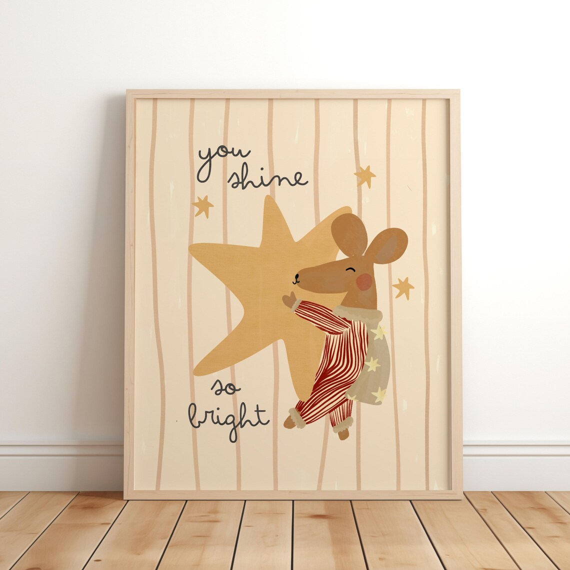 You Shine So Bright Star Nursery Mouse Art Print