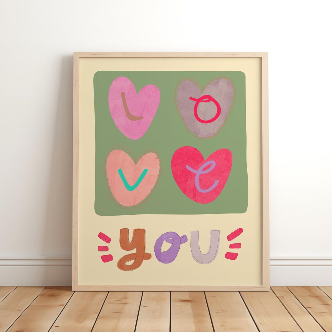 Love You Heart Art Print, Boho Nursery Decor