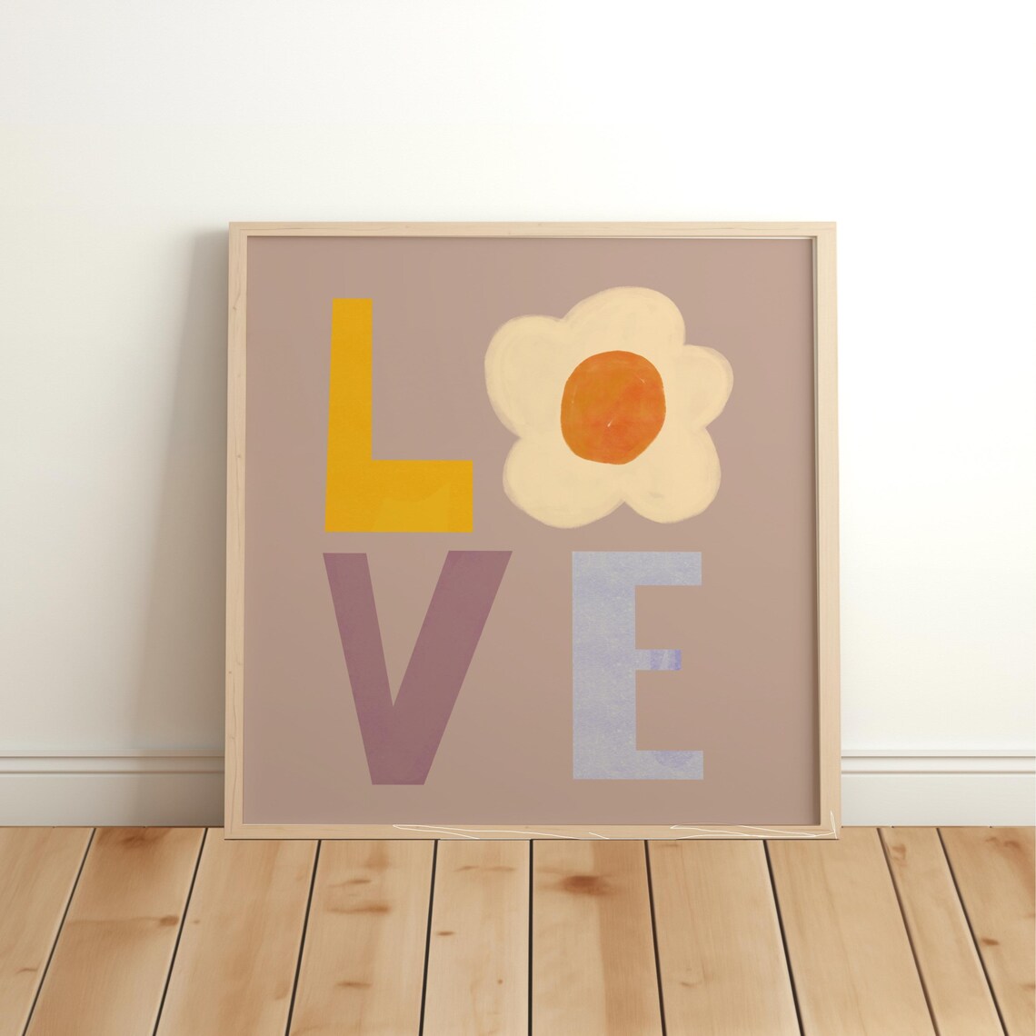 Love Letter Flower Art Boho Floral Heart Nursery Kids Room Poster