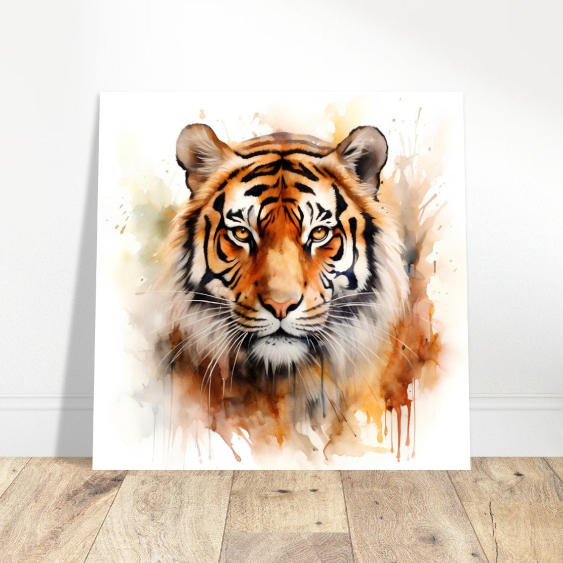 Tiger Face Close Up Golden Eyes Watercolour Wildlife Animal Poster - Image 3