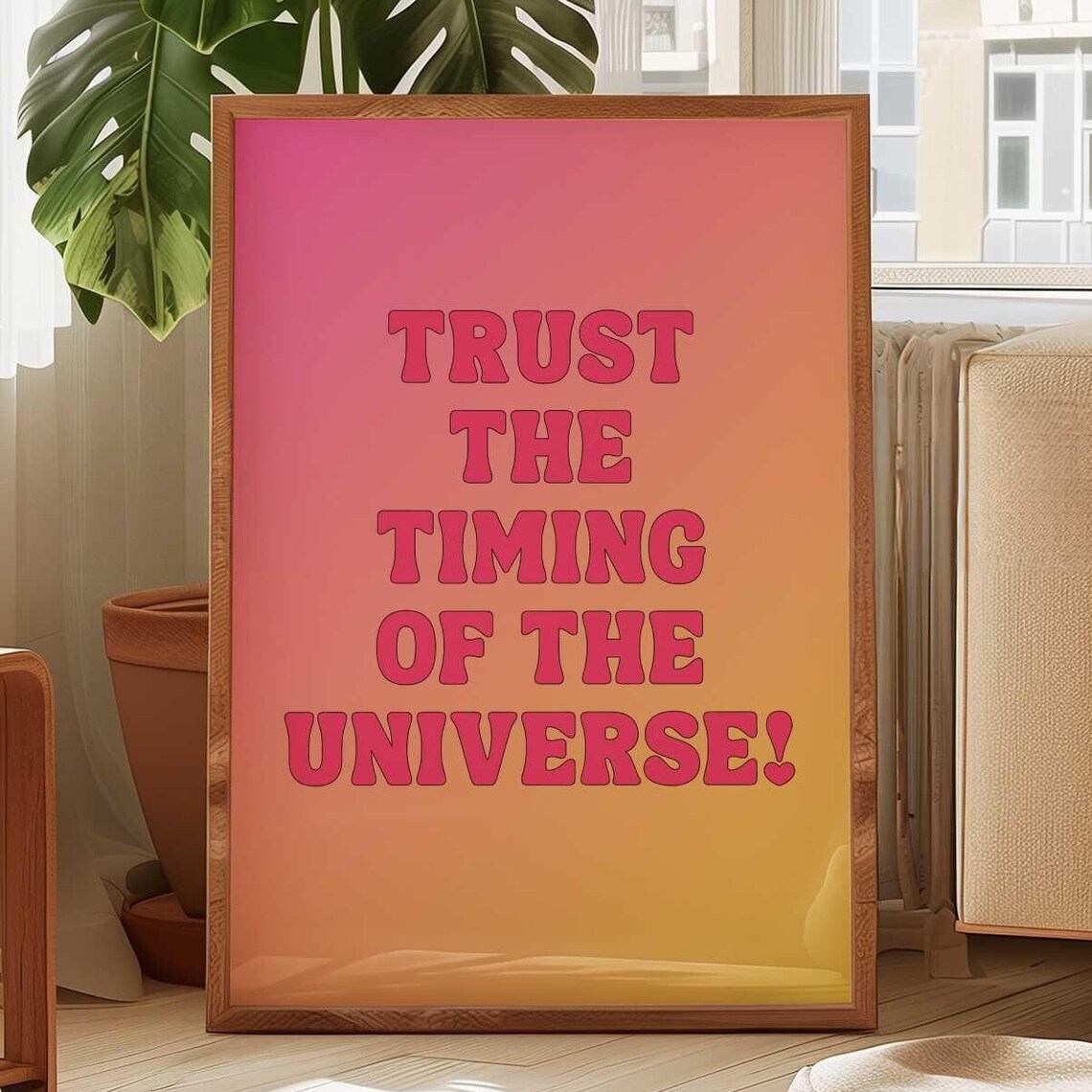 Trust The Timing Of The Universe Retro Gradient Affirmation Poster