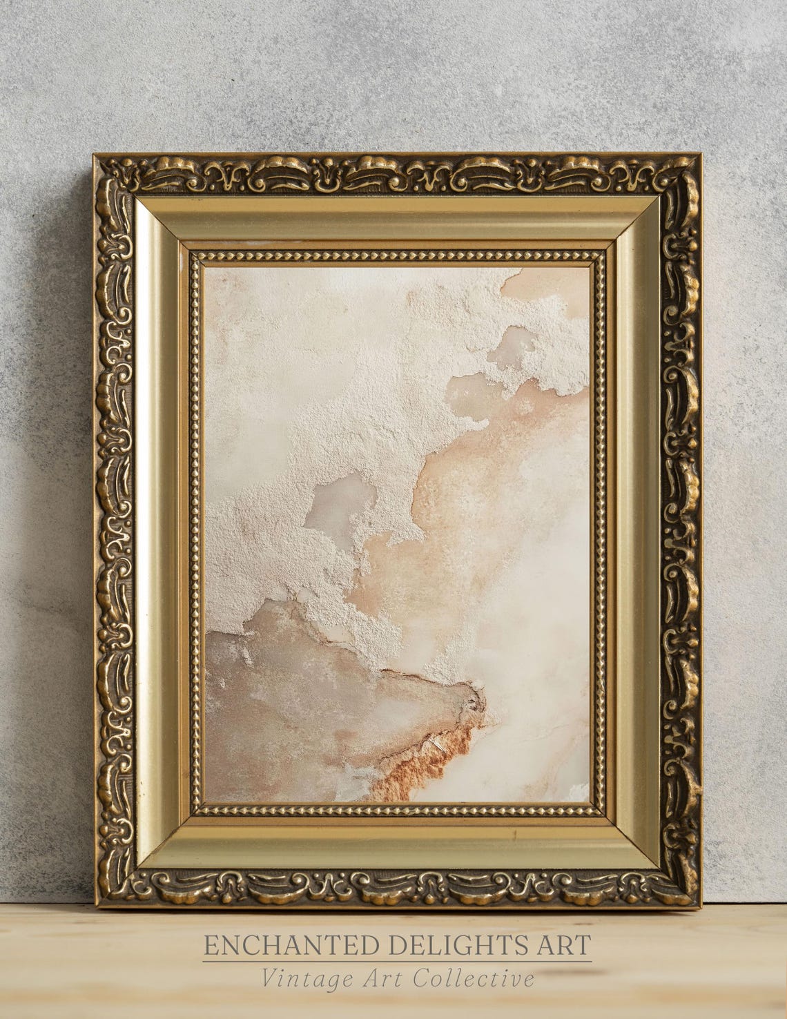 Neutral Beige Abstract Painting Vintage Wall Art Soft Toned Textured Print
