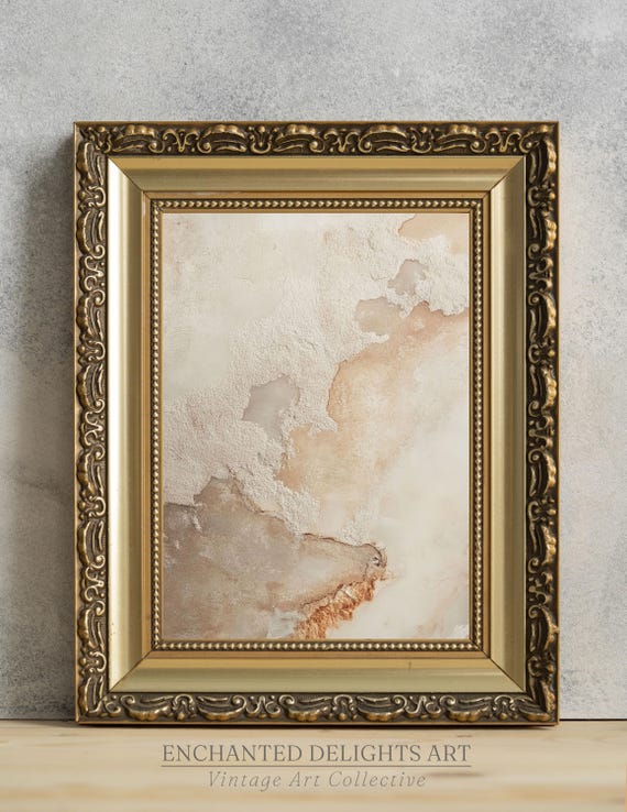 Neutral Beige Abstract Painting Vintage Wall Art Soft Toned Textured Print