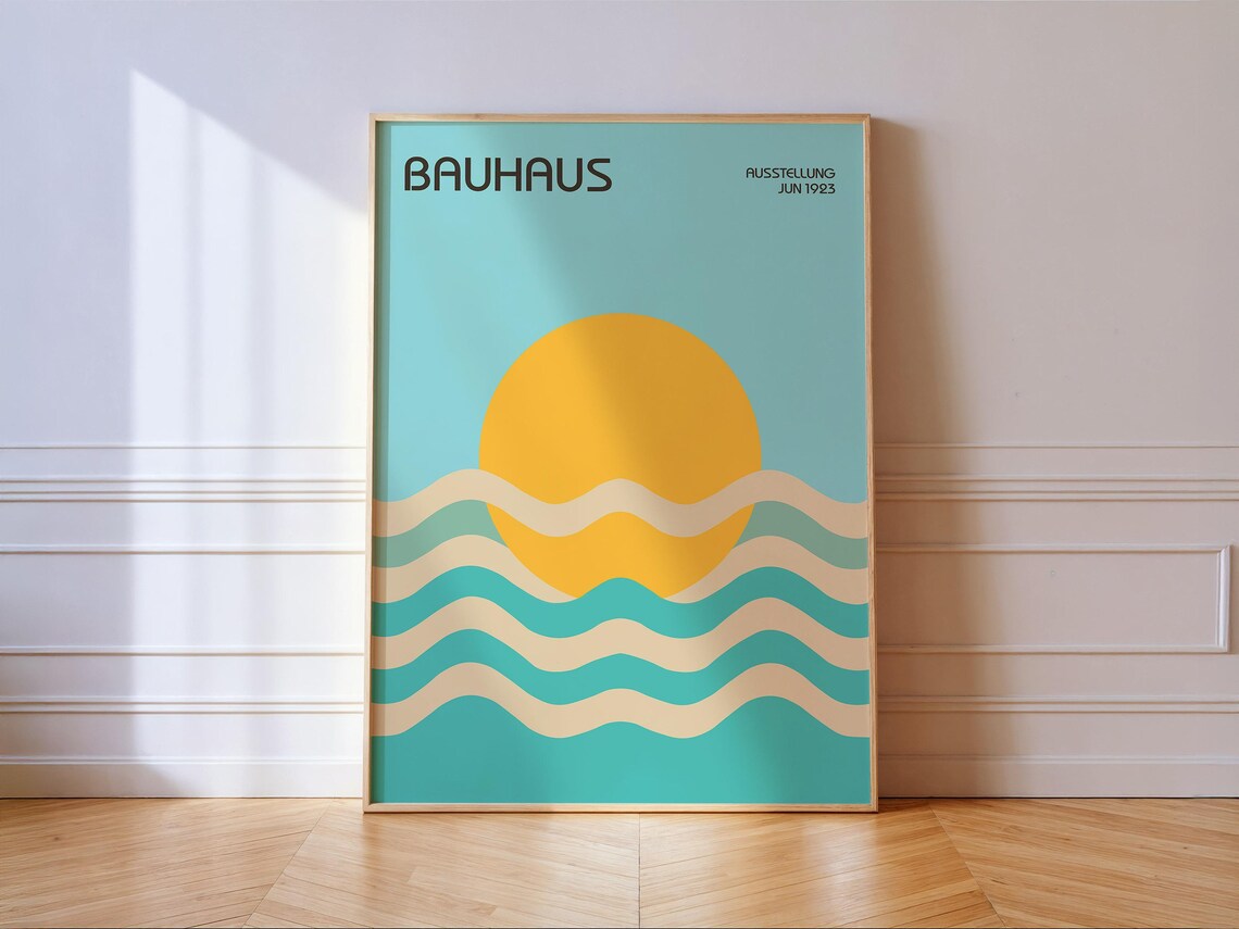 Tropical Bauhaus Sun And Waves Travel Poster