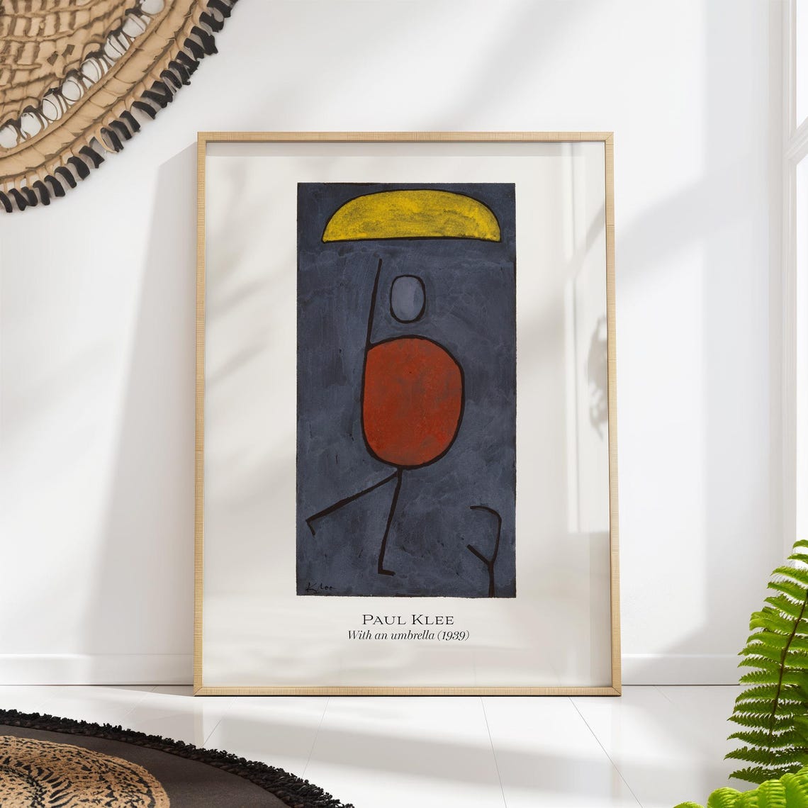 Paul Klee With an Umbrella 1939 Abstract Modern Yellow Figure Print