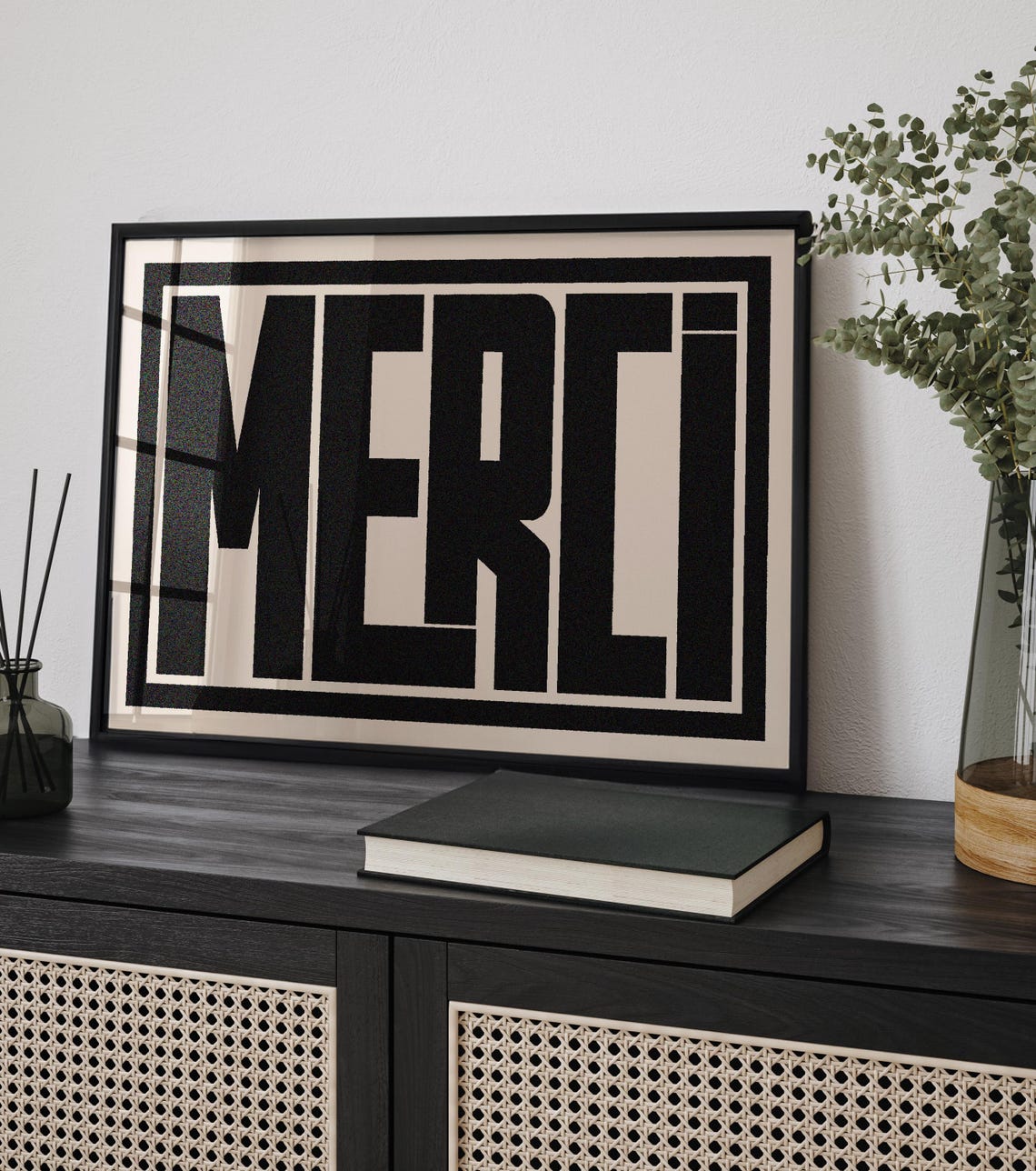 Merci Bold Black French Thank You Typography Statement Poster - Image 2