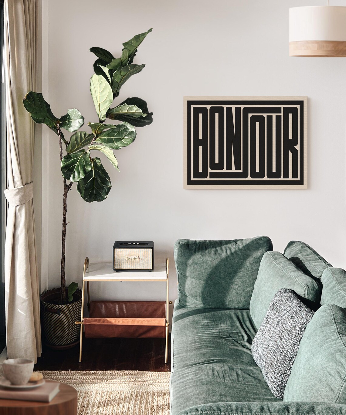 Bonjour Typography, Modern Minimalist French Decor - Image 2