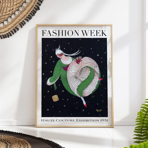 Fashion Week Haute Couture Print Magazine Cover Poster Retro Fashion Art