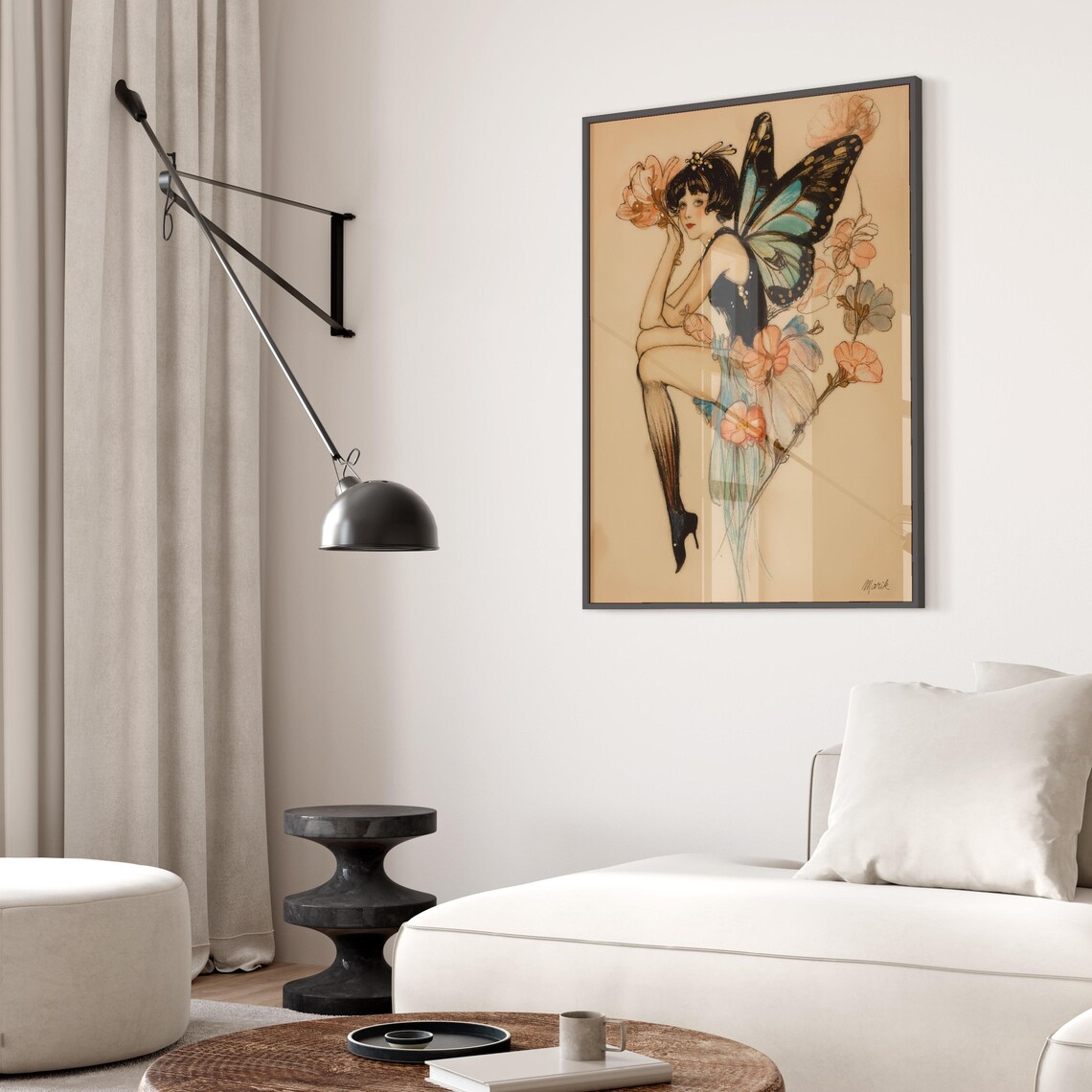 Art Deco Butterfly Fairy Fashion Girl Vintage Floral Fantasy Poster - Image 2