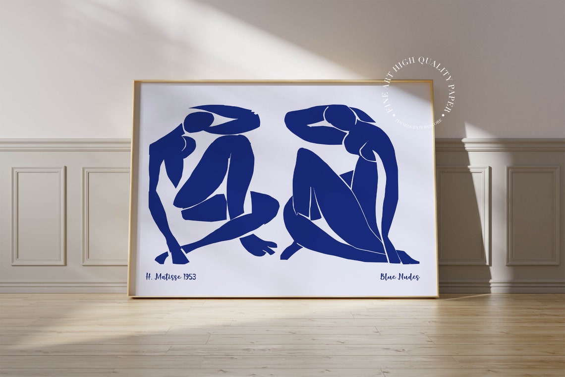 Blue Abstract Wall Art Henri Matisse Print Nudes 1953 Mid Century Modern Poster