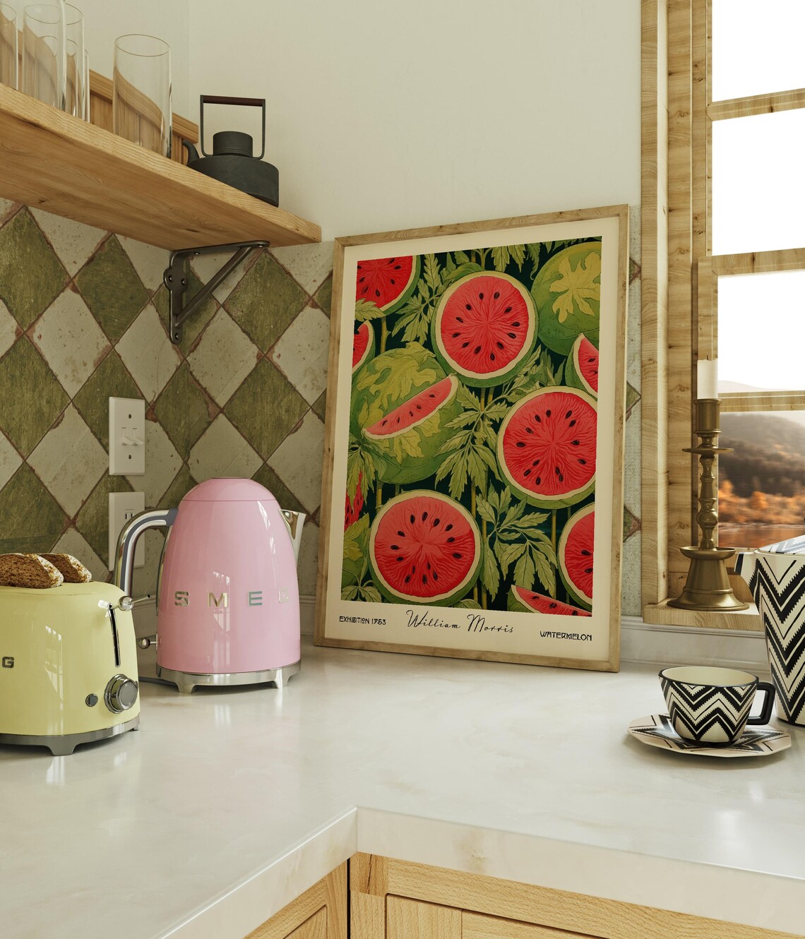 Watermelon Kitchen Print William Morris Botanical Wall Art Fruit Decor Printed On Luxury Paper - Image 3