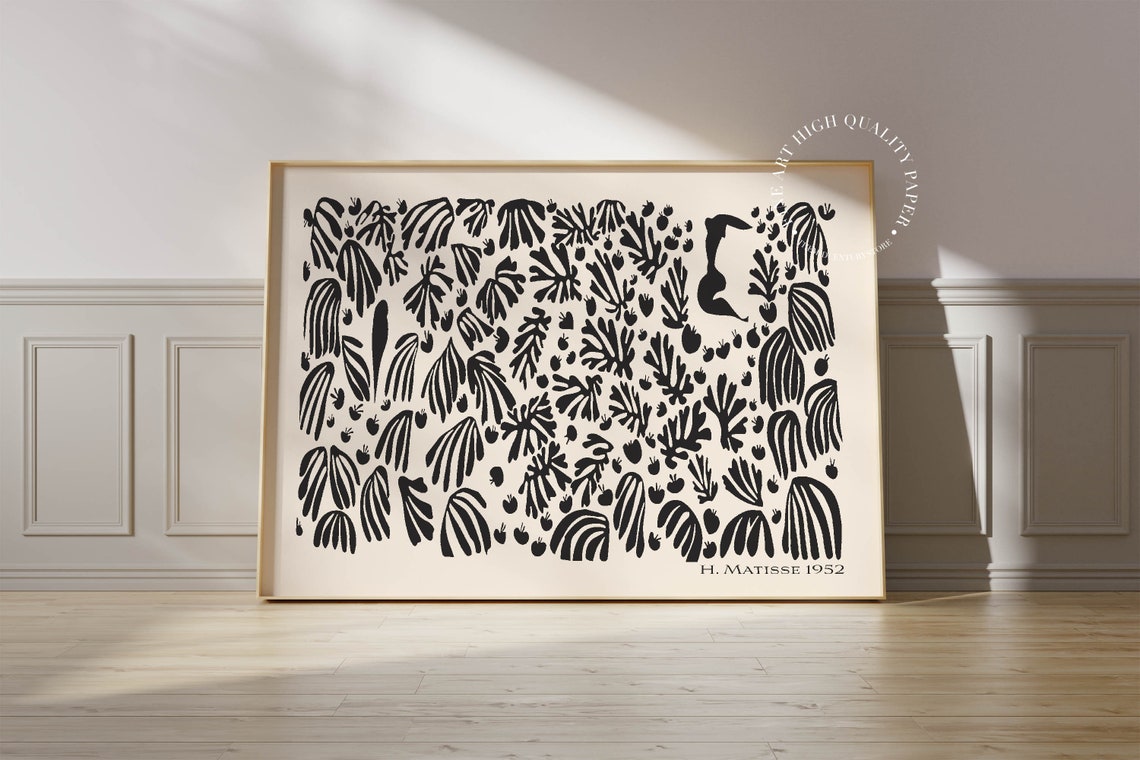 Henri Matisse Black White Leaf Pattern 1952 Graphic Cutout Poster