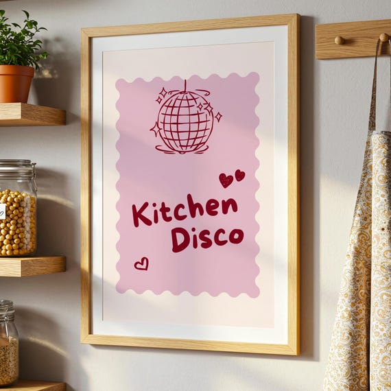 Kitchen Disco Mirror Ball Print Dcor Bar Cart Art Cute Girly Prints Apartment Funky Colourful