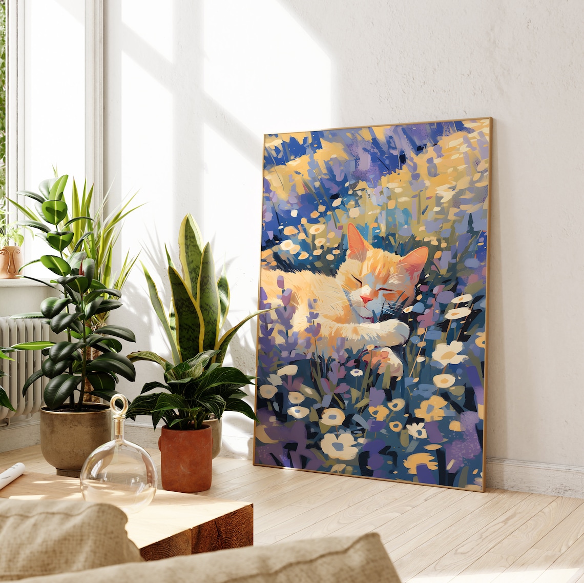Ginger Cat and Lavender, Provence Wall Art Print - Image 2
