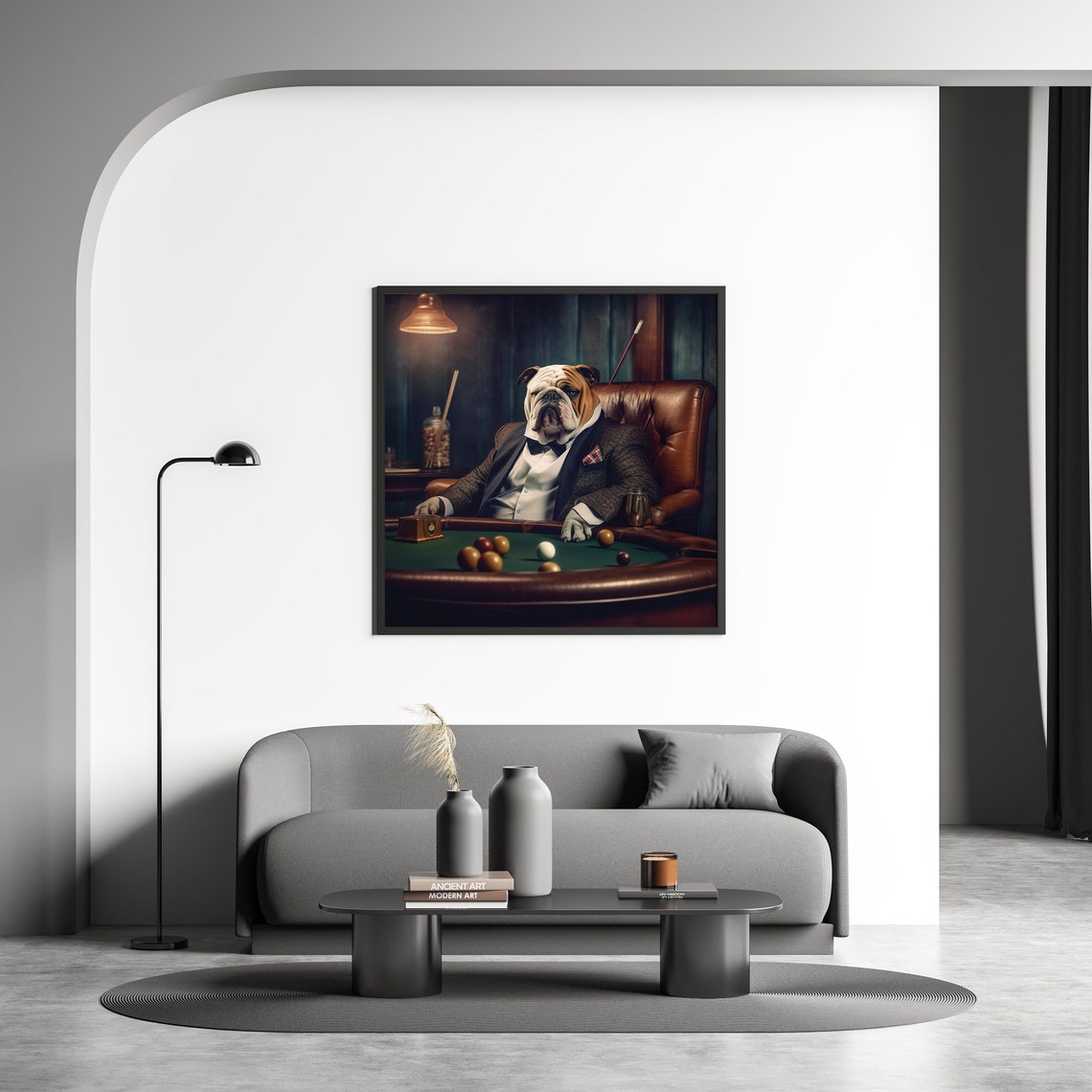 Bulldog In Suit Playing Billiards Gentleman Dog Pool Hall Art Poster - Image 4