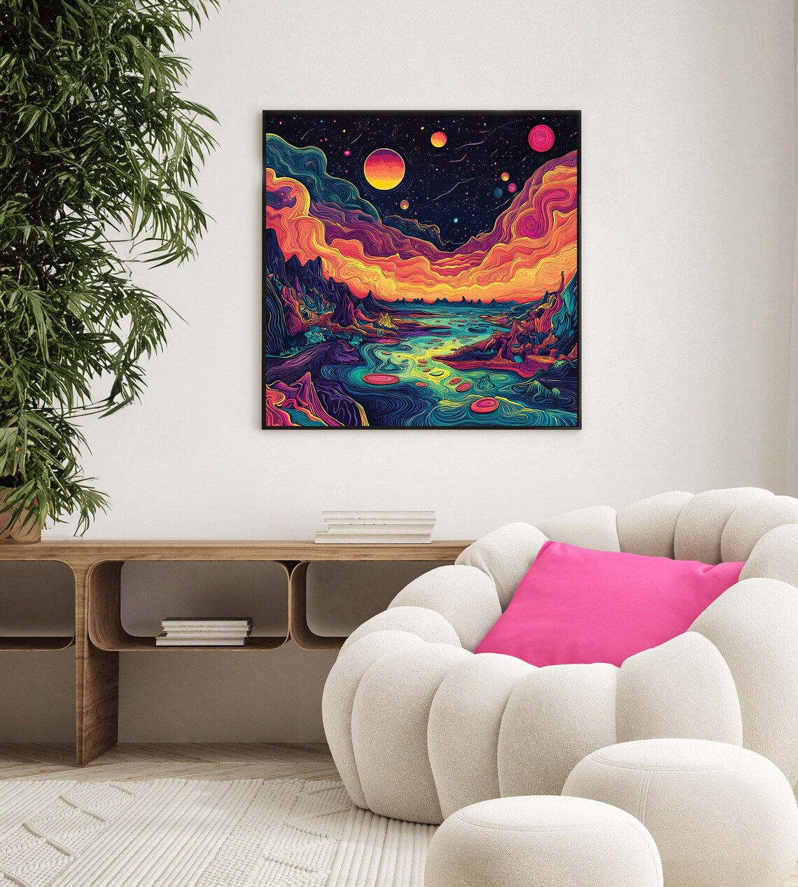 Colorful Psychedelic Mountain And River Framed Poster Psychedelic Wall Art Trippy Wall Art Poster Psychedelic Visual Journey - Image 4