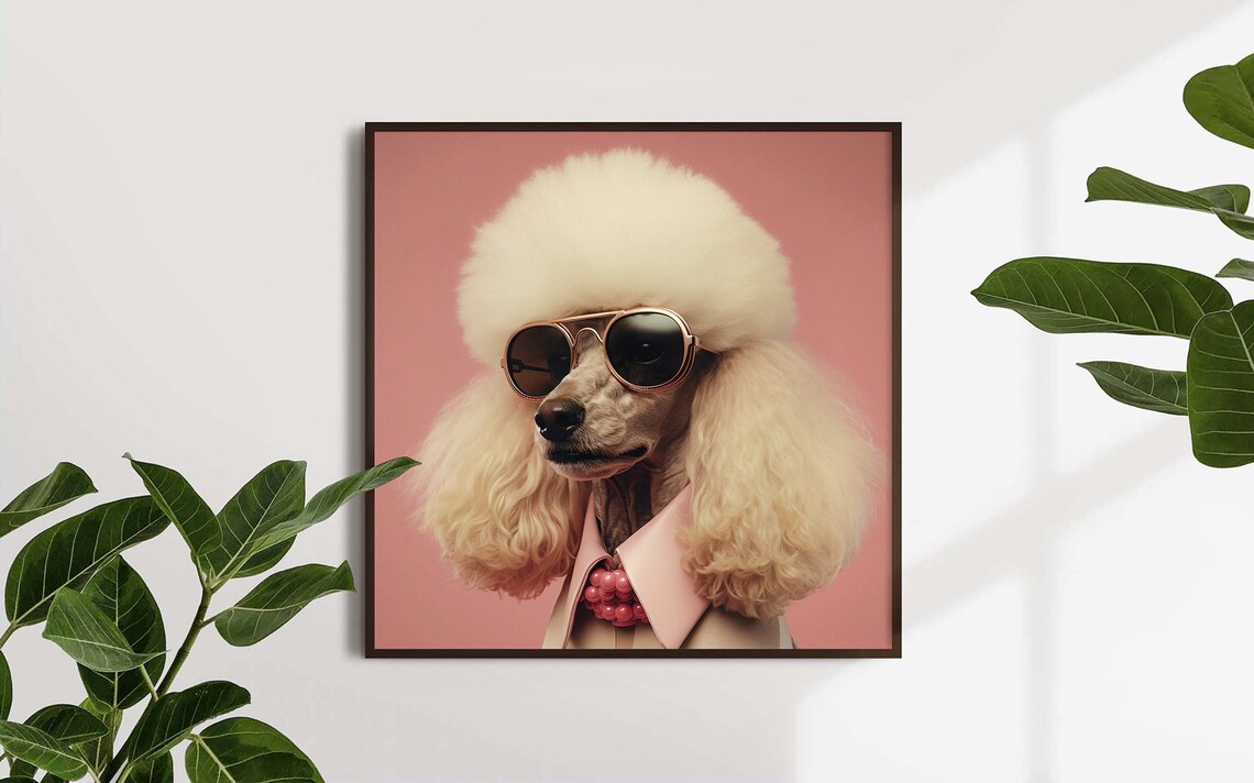 Poodle In Sunglasses Pink Fashion Portrait Stylish Dog Art Poster - Image 4