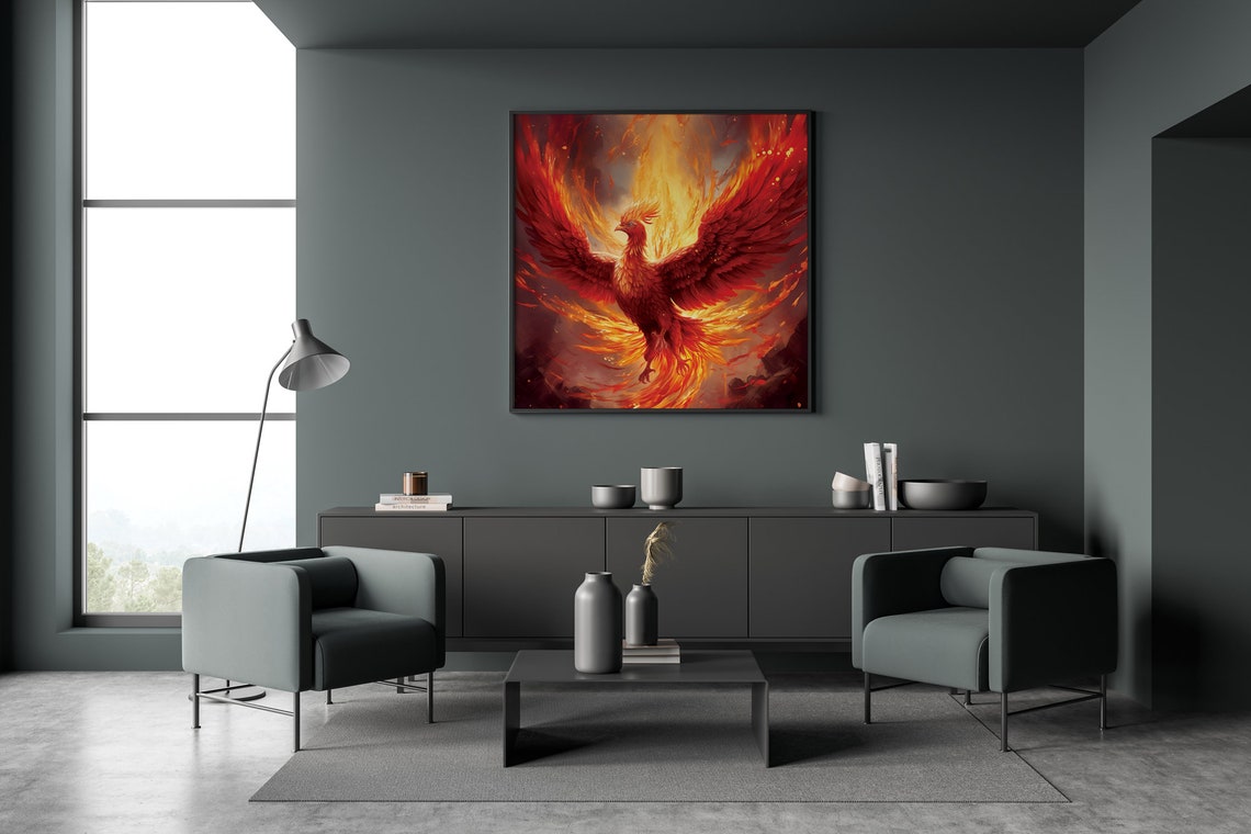 Majestic Phoenix Rising Flames Rebirth Fire Bird Fantasy Poster - Image 4