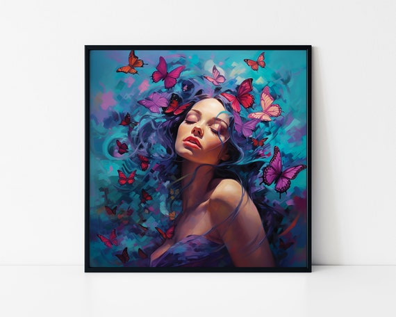 Dreaming Butterflies Positive Change Personal Transformation Life Changing Woman And Butterflies Wall Art Sweet Dreams