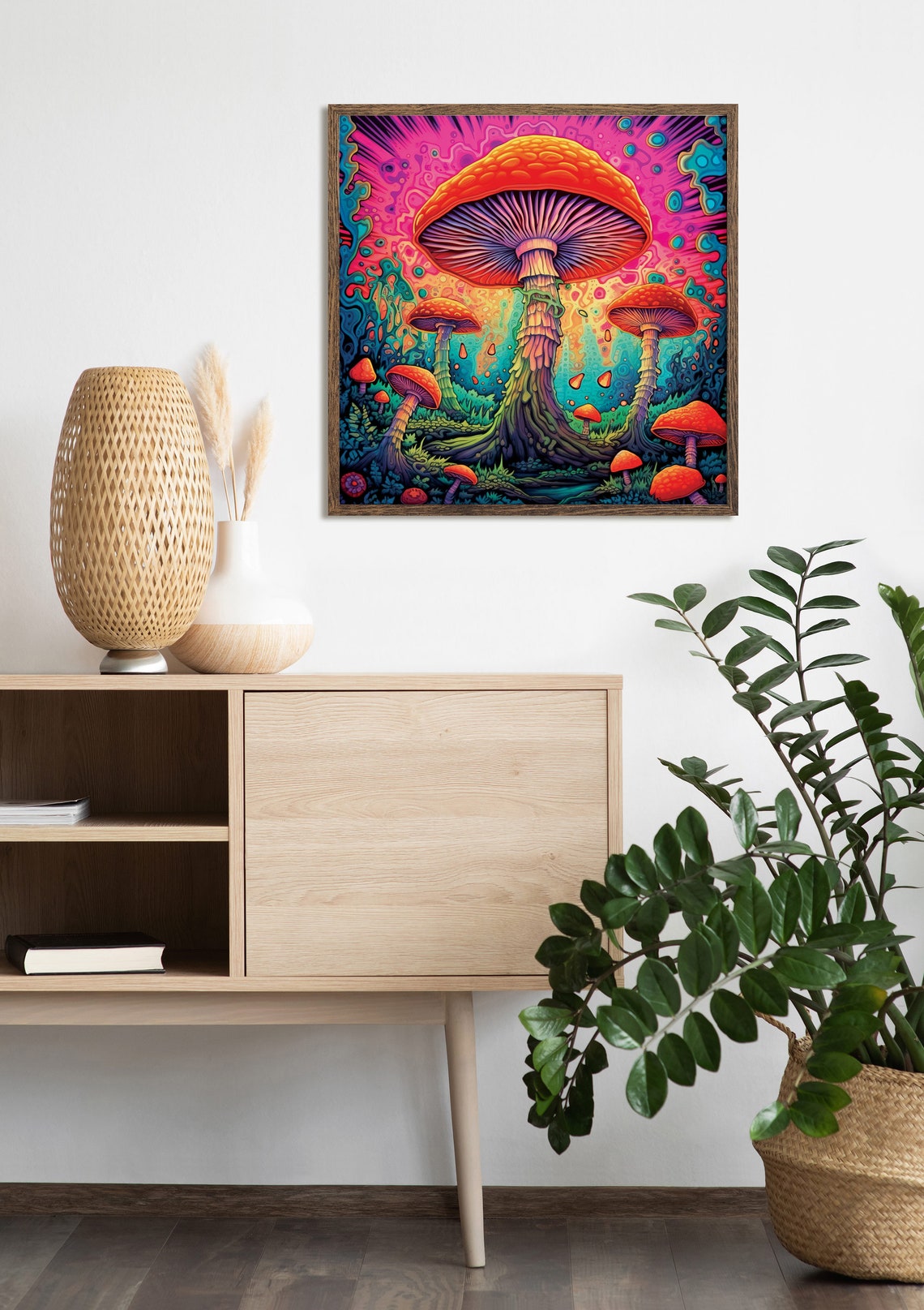 Giant Psychedelic Mushrooms Neon Forest Trippy Magic Fungi Poster - Image 5