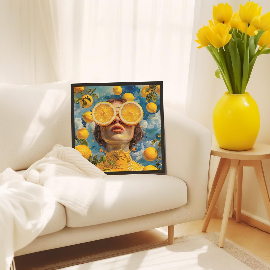 Woman With Lemon Slice Sunglasses Bright Citrus Summer Fun Poster - Image 3