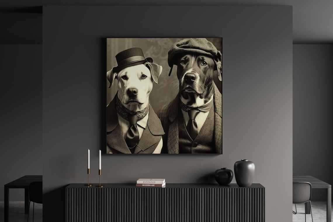 Vintage Black White Dogs Gangster Dogs Poster Vintage Dogs Dogs In Suits Dogs Lovers Poster Wall Art Wall Hanging - Image 4