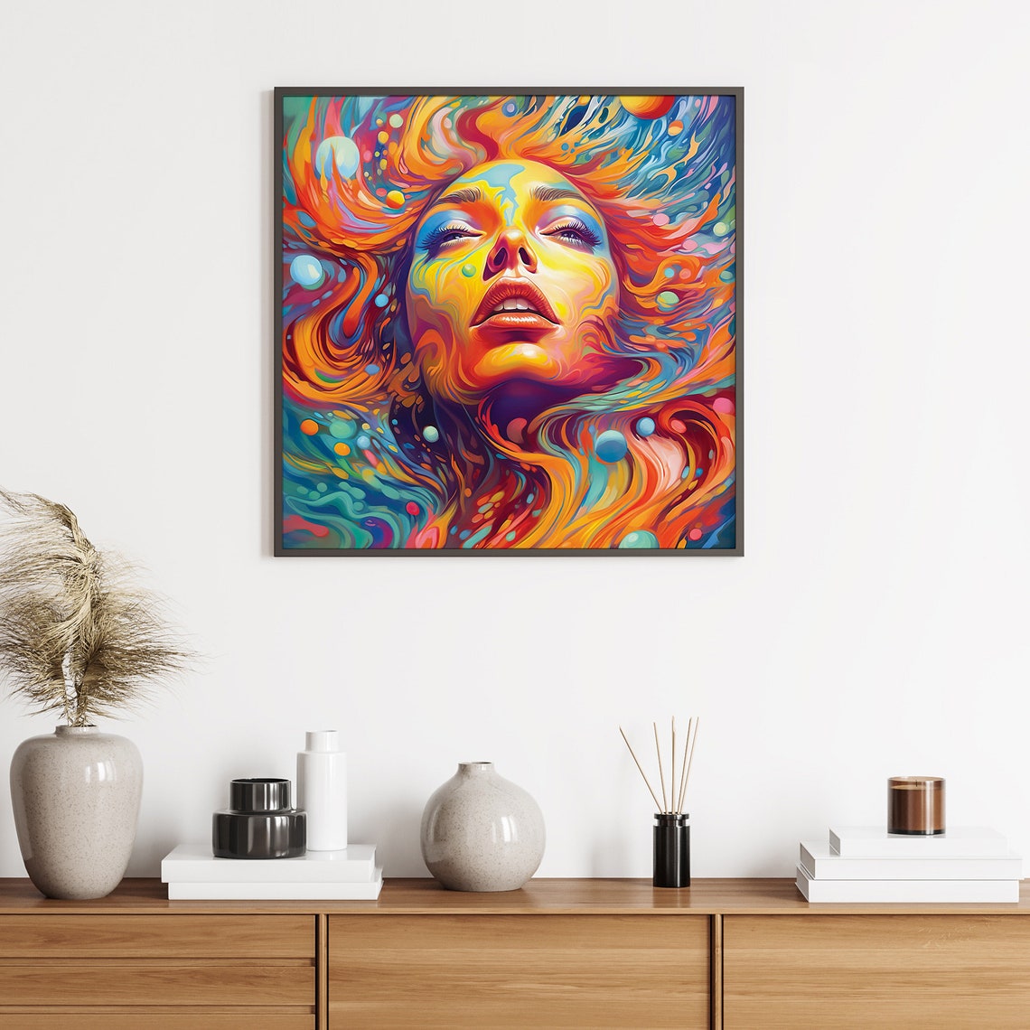 Psychedelic Woman Face Rainbow Flowing Colors Trippy Art Poster - Image 5