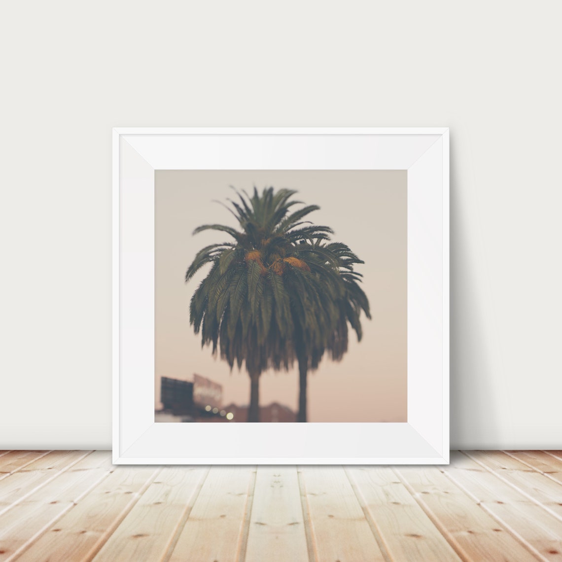 Tall Lonely Palm Tree At Dusk Soft Focus Tropical Photo Poster