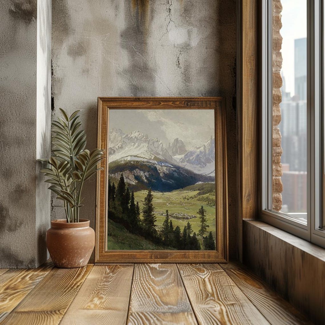 Snowy Alpine Peaks With Evergreen Forest Mountain Landscape Poster - Image 3