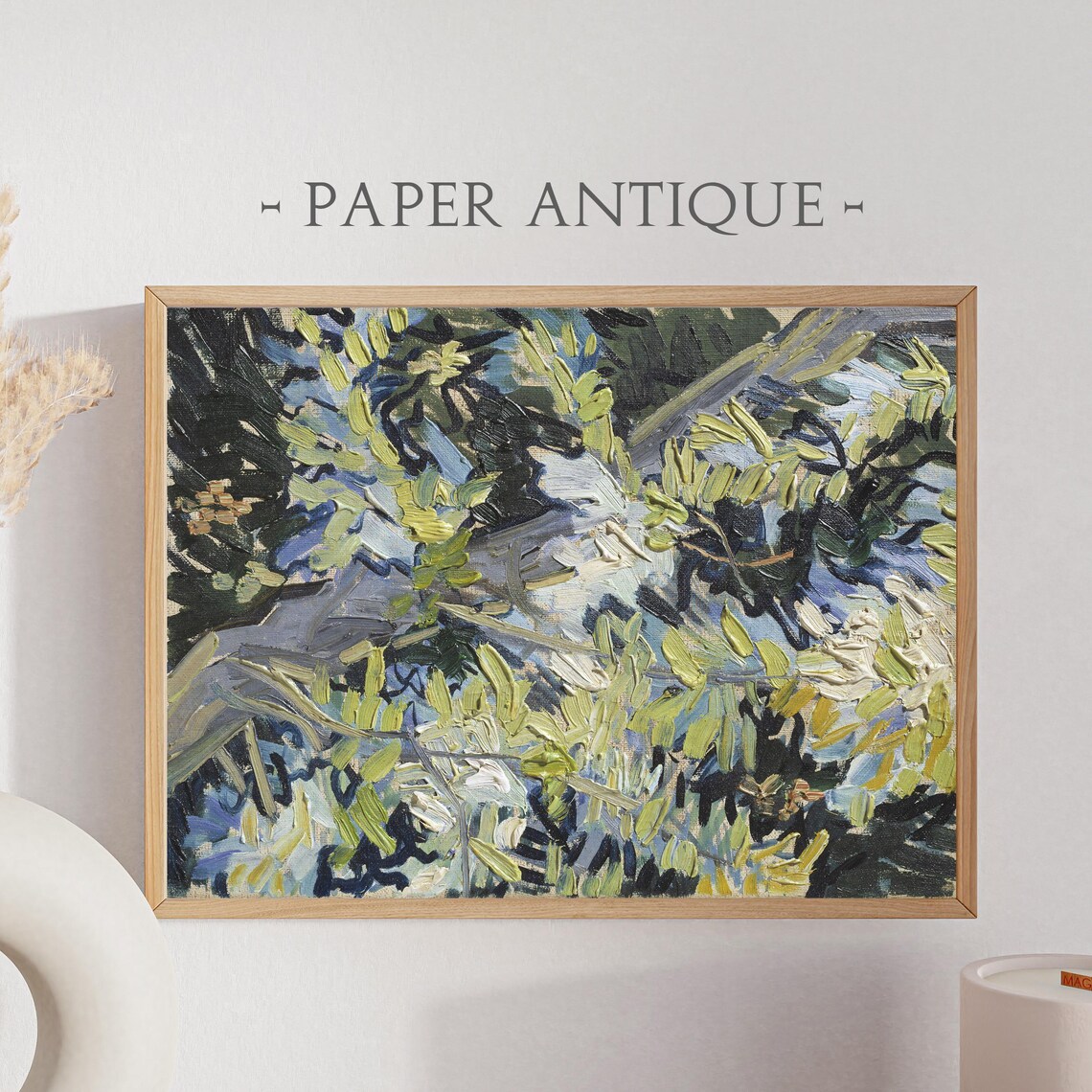 Almond Branches Impressionist Oil Painting Textured Nature Wall Art Print Wall Decor Ls