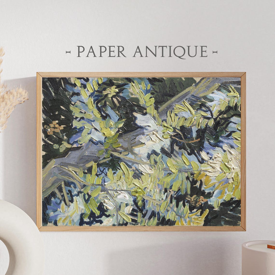 White Blossom Branches Impasto Textured Floral Painting Poster