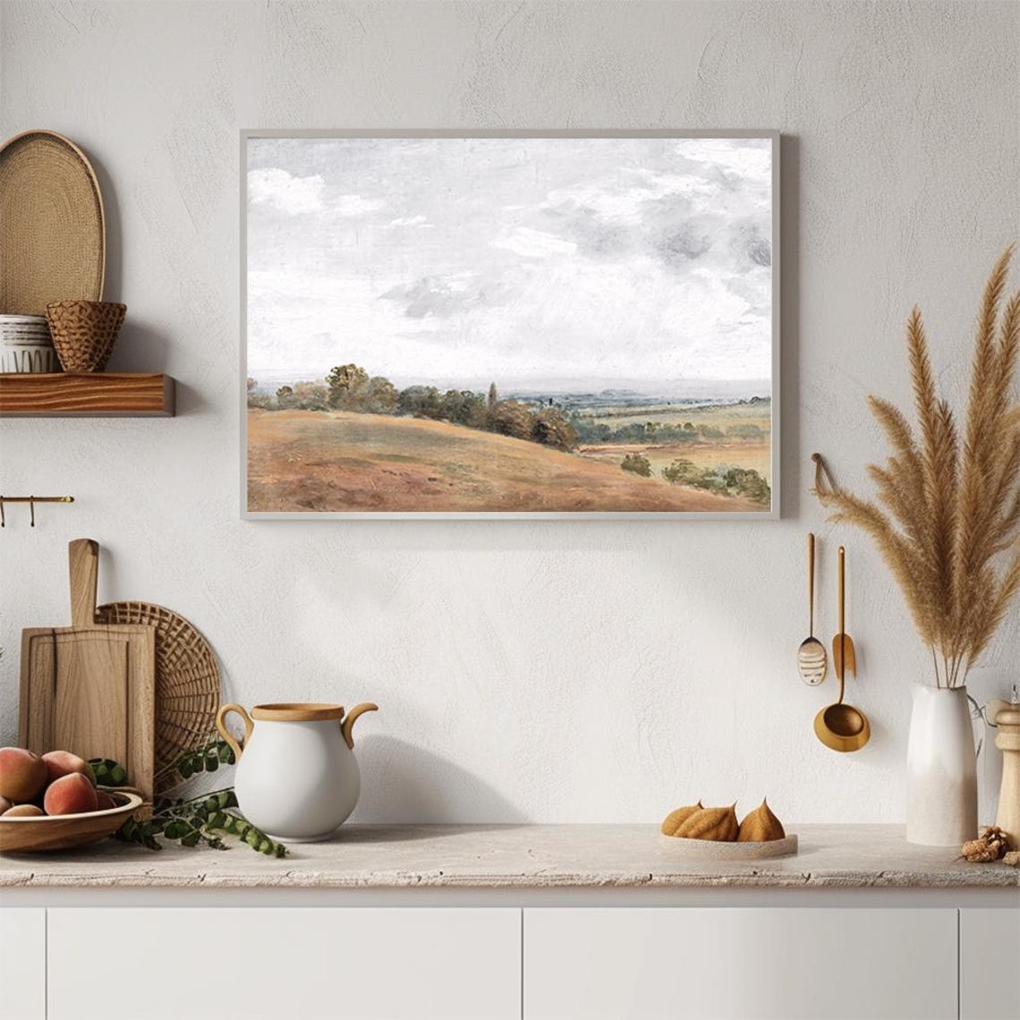 Countryside Landscape Oil Painting Rustic Rolling Hills Nature Wall Art Print Wall Decor Ls - Image 4