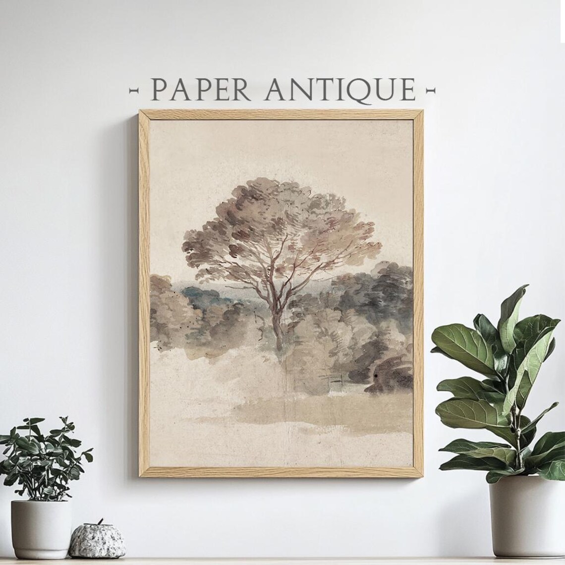 Minimalist Tree Watercolor Painting, Landscape Art Print