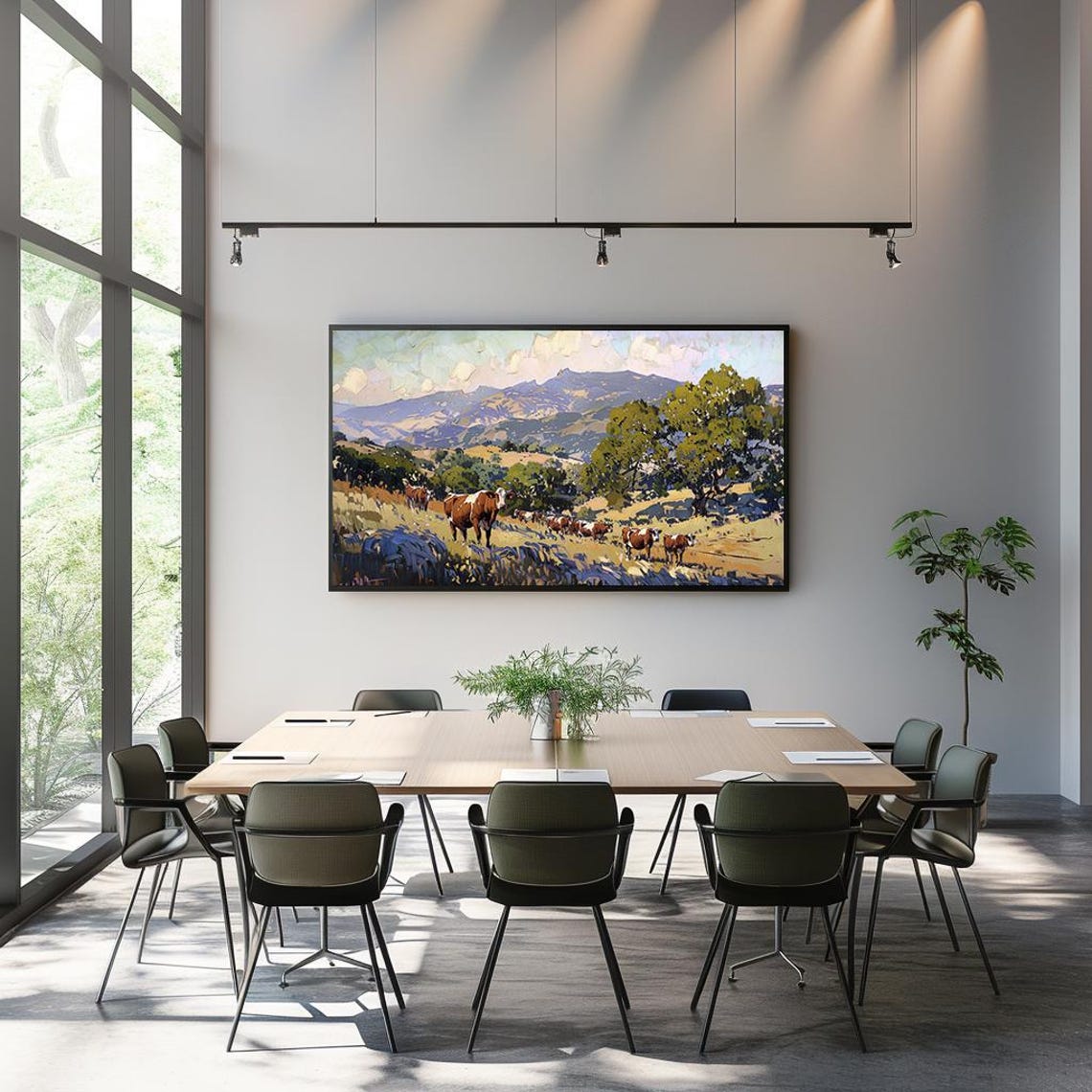 Cattle Grazing in Mountain Pasture Impressionist Farm Poster - Image 3