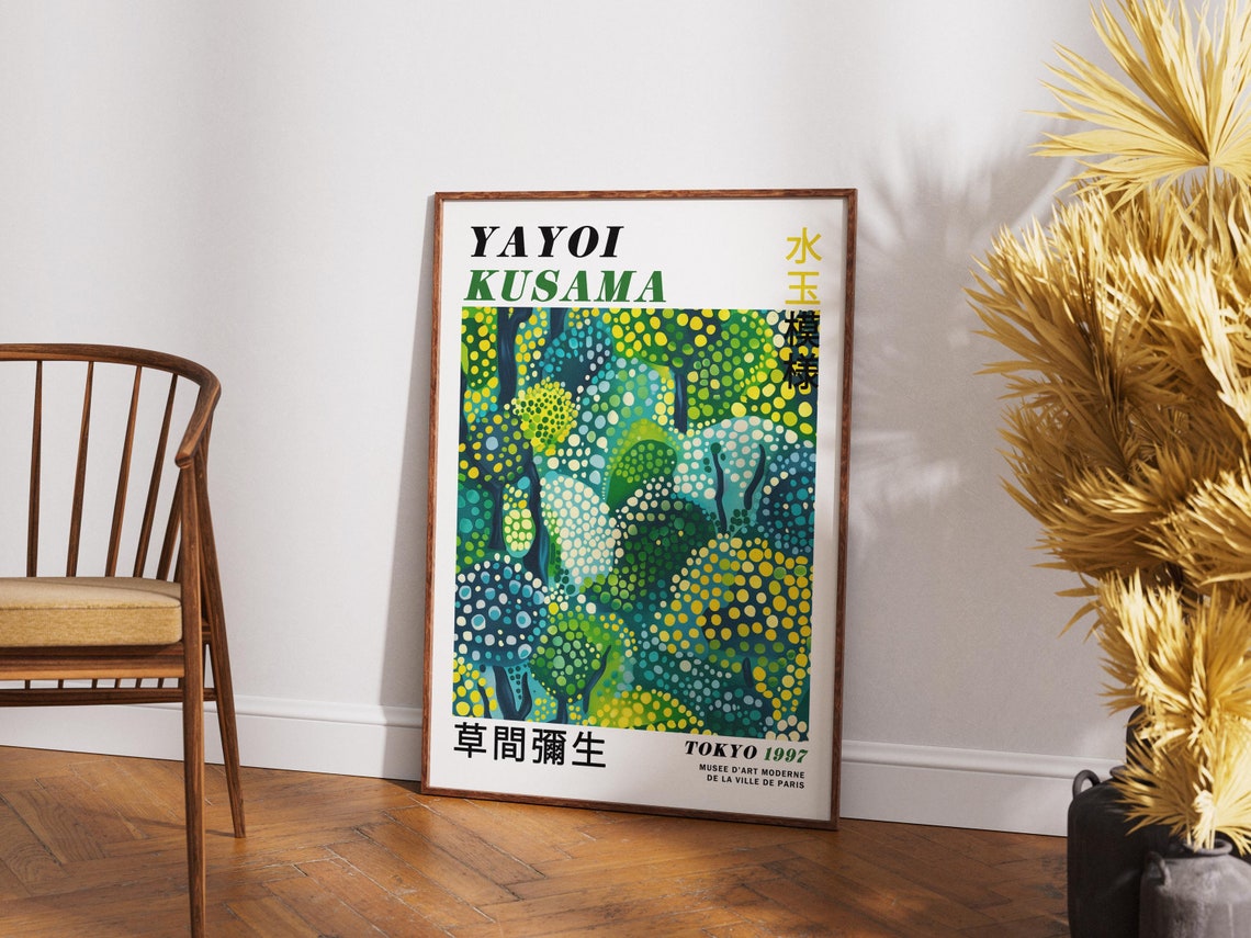 Yayoi Kusama Green Polka Dot Forest Japanese Abstract Poster