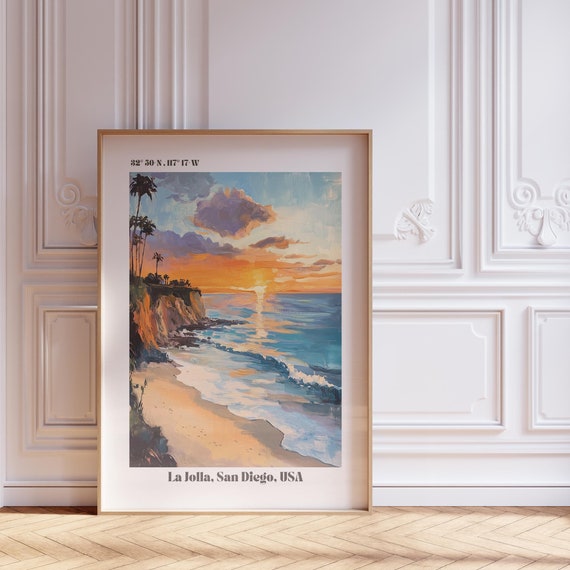 San Diego Poster La Jolla Surf Poster Vintage Surf Print Coastal Wall Art Beachy Prints Ocean Print Beach Art For Aesthetic Room Decor