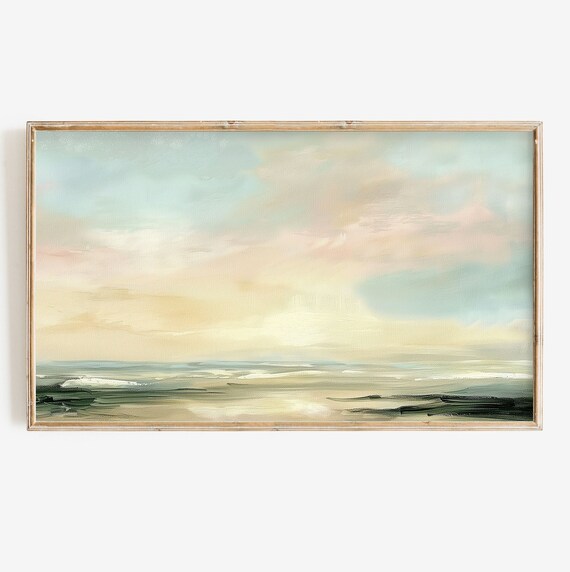 Abstract Ocean Seascape Soft Neutral Pastel Beach Horizon Poster