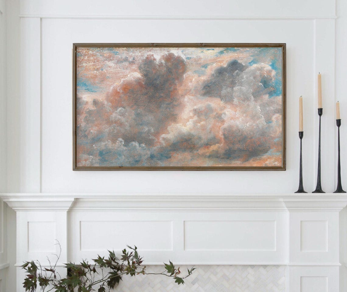 Classic Cloud Study Oil Painting Pink Gray Dramatic Sky Poster - Image 4