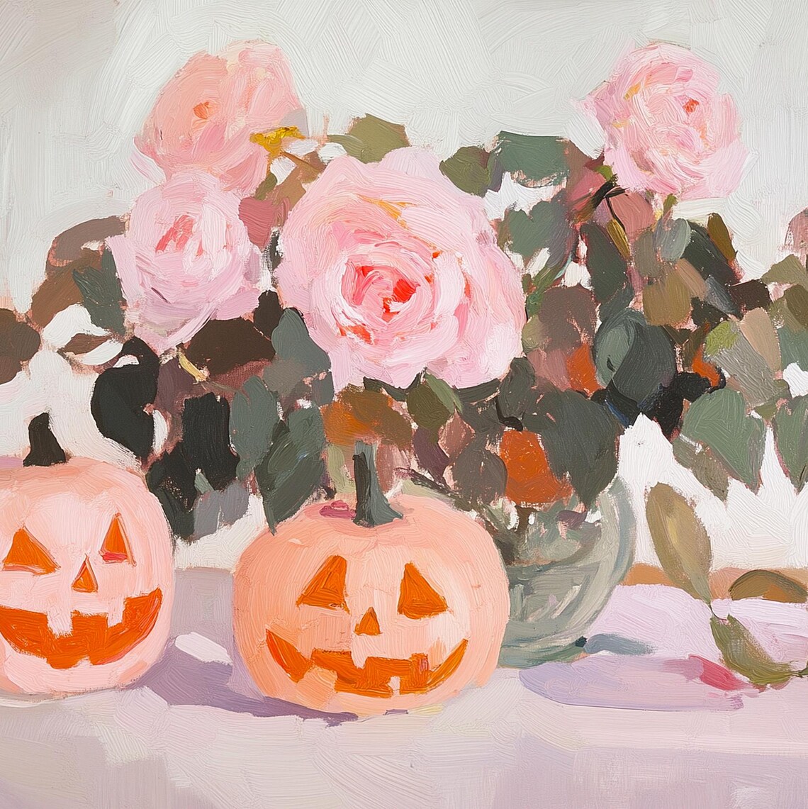Pink Pumpkins Halloween Art Print, Floral Coquette - Image 3