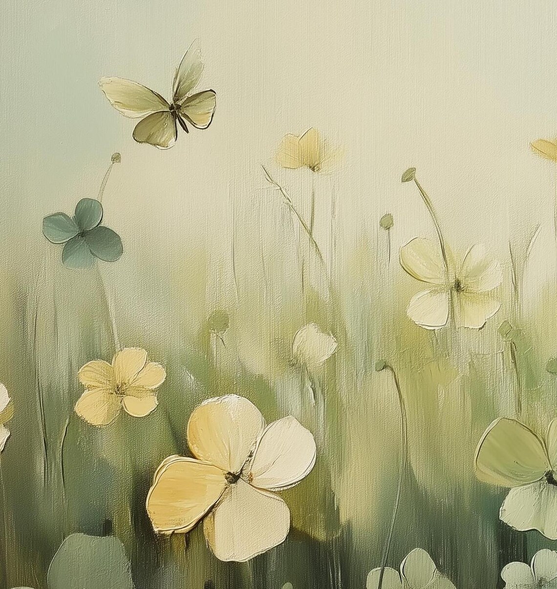 St Patricks Day Green Clover Field Butterflies Spring Shamrock Art Print - Image 2
