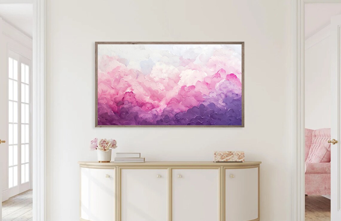 Cloud Painting Textured Pink Spring Summer Art Print - Image 5