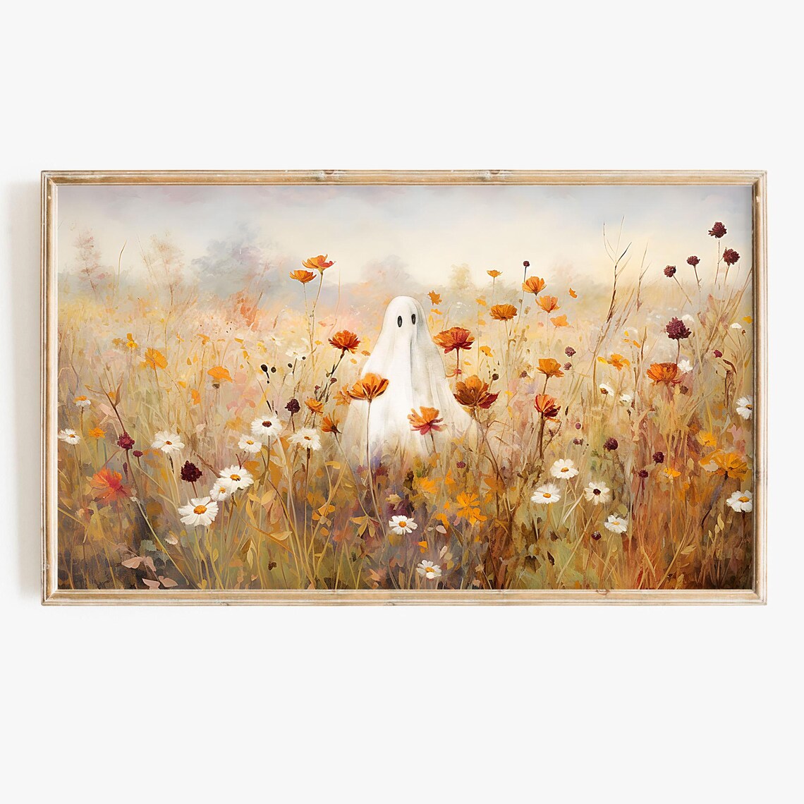 Halloween Ghost Wildflower Landscape Art Print