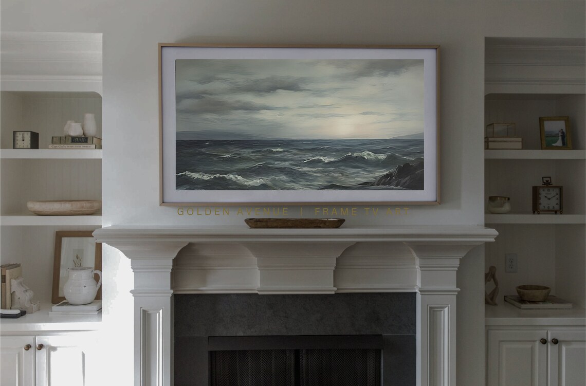 Coastal Vintage Foggy Ocean Seascape Art Print - Image 2