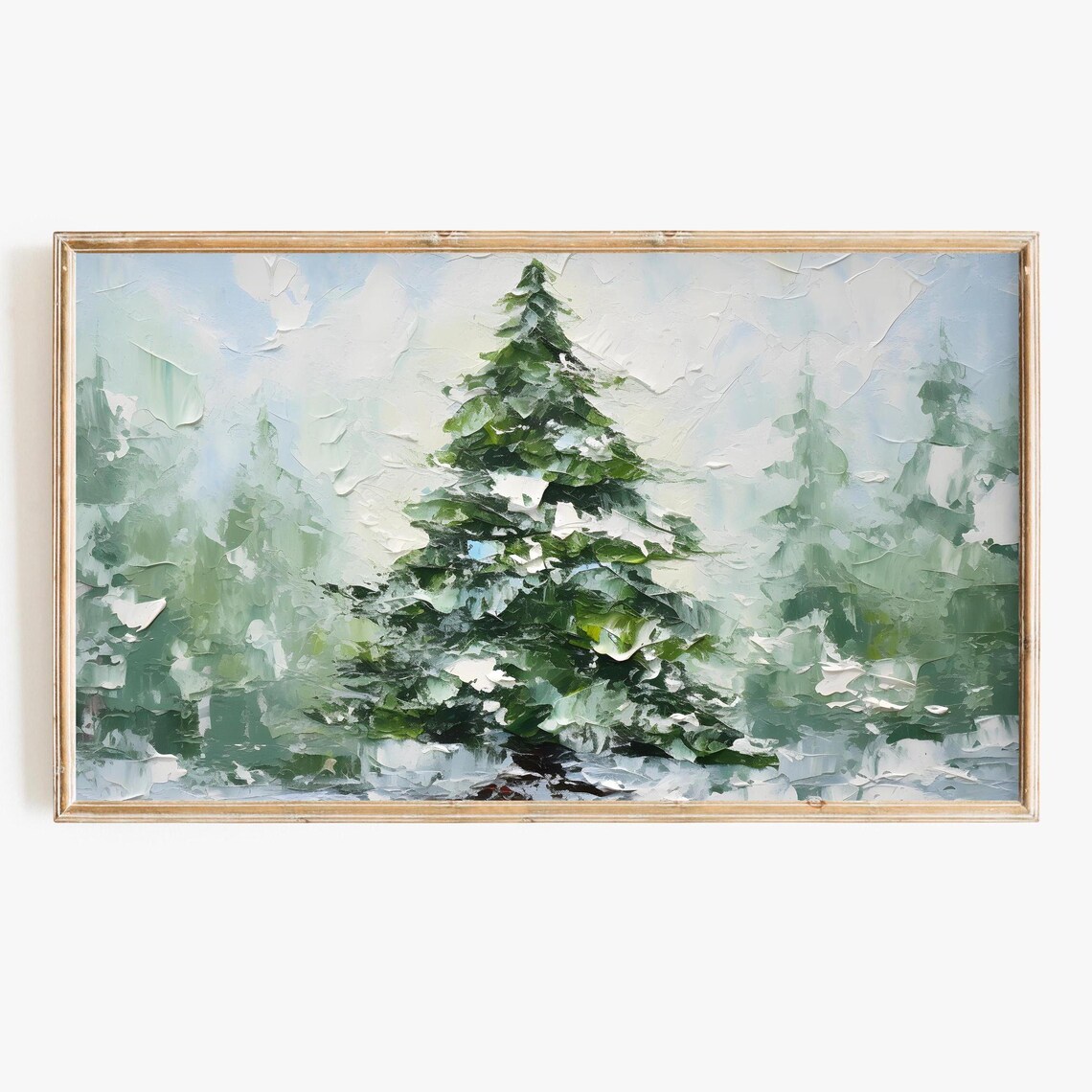 Winter Pine Tree Vintage Christmas Art Print