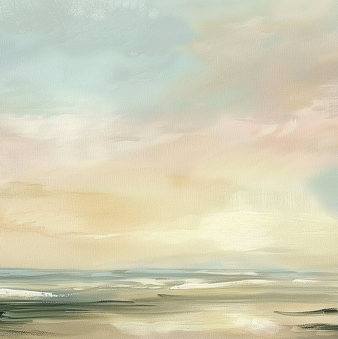Abstract Ocean Seascape Soft Neutral Pastel Beach Horizon Poster - Image 3