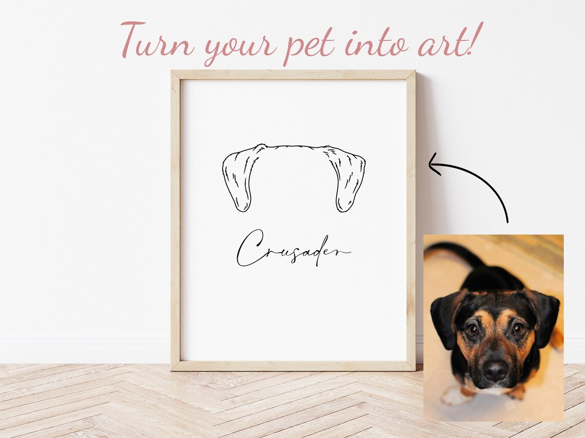 Dog Ear Outline Pet Ear Outline Dog Memorial Tattoo Dog Ear Tattoo Cat Memorial Art File Pet Portrait Custom Dog Ear Decal