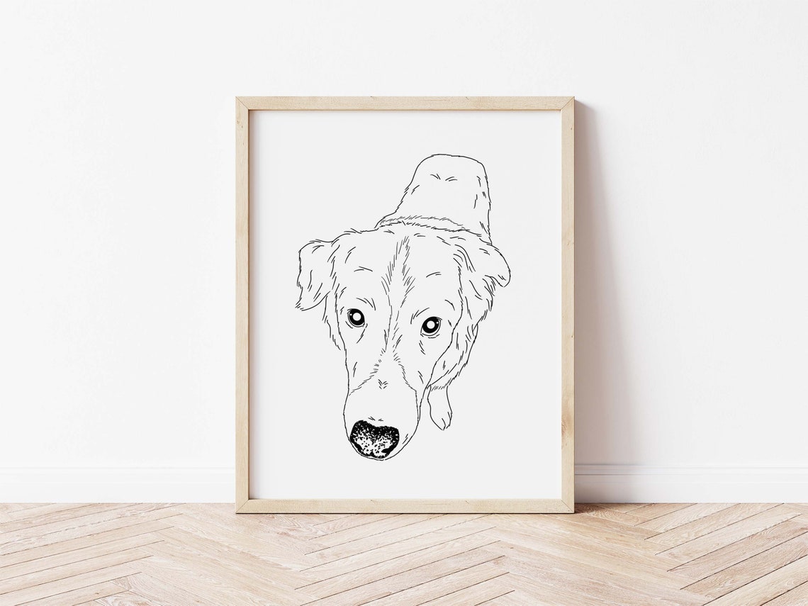 Minimalist Line Drawing Sitting Cat Front View Pet Portrait Poster - Image 2