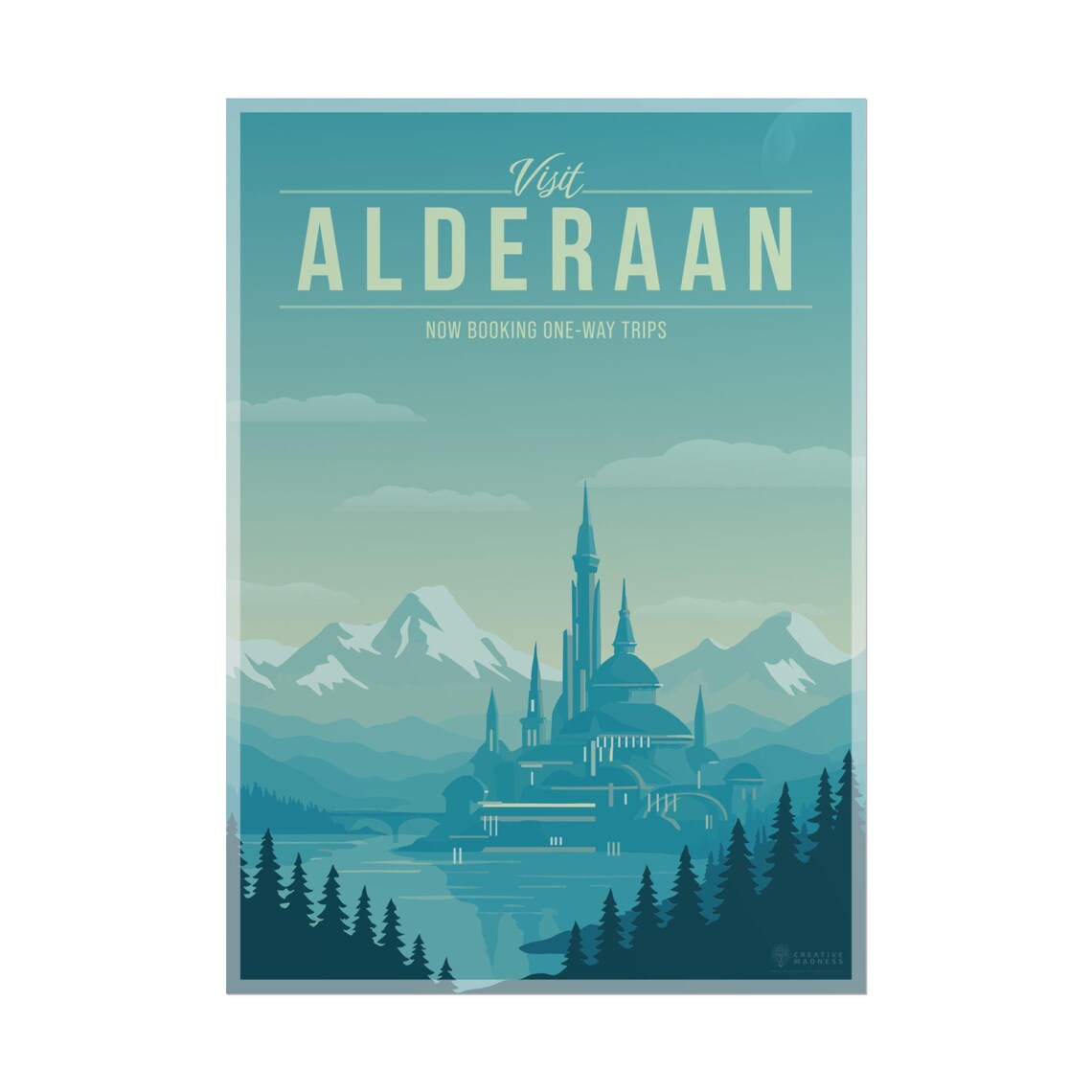 Alderaan Galactic Travel Poster, Scenic Sci-Fi Art Print